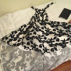 Black and white backless party dress